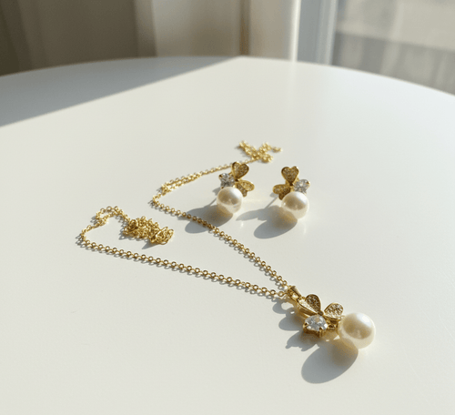 Butterfly Pearl Charm Jewelry Set