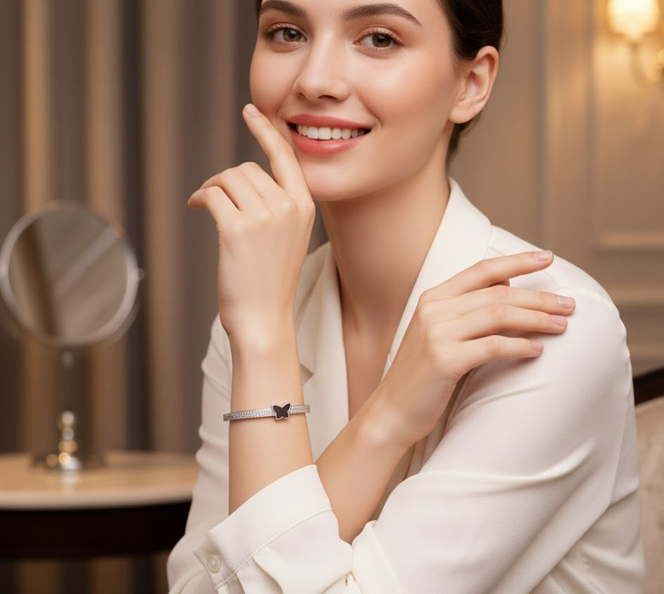 Dual Bar Sparkle Bangle & Ring Set